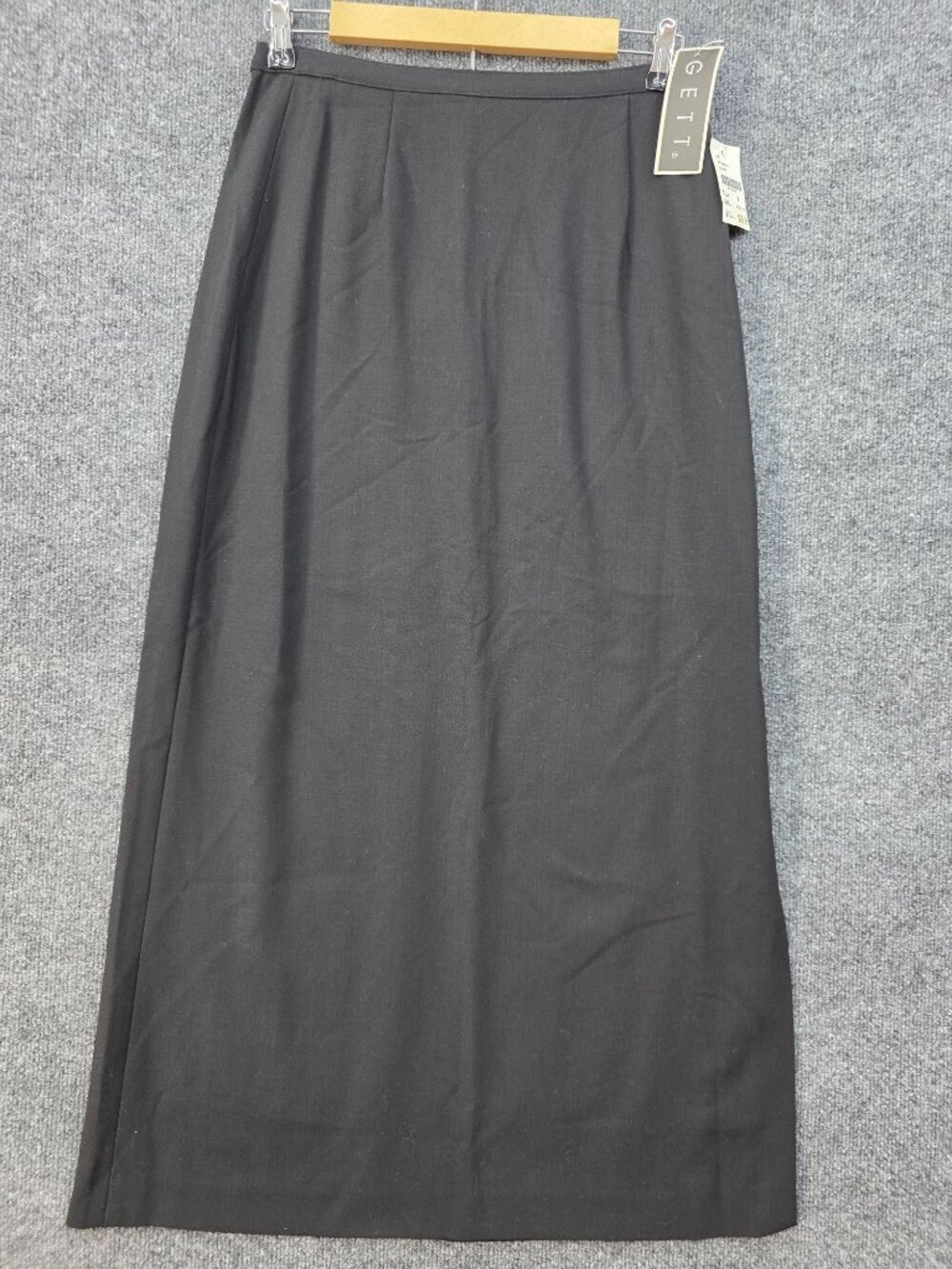 Vintage 90s Gett Wool Maxi Skirt M Black Minimalist Quiet Luxury Dark Academia